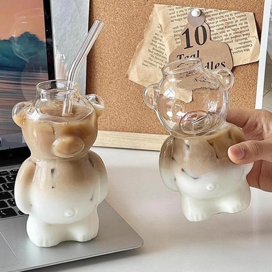 320ml Water Cup Bear Shape Glass Mug Heat-Resistant High Borosilicate Glass Coffee Tea Juice Drinking Bottle