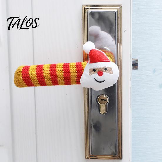 Protective Door Knob Gloves Knitted Christmas Doorknob Covers, Santa Reindeer Decor, Anti‑Slip Protector Sleeves, Handle Guards Cushion Pads, Floor