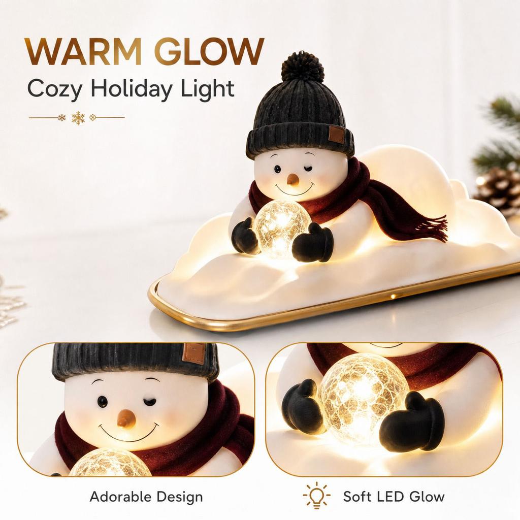 Snowman Figurine Christmas Tabletop Decoration for Holiday Indoor Display