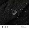ELLE Women's Sequin V-Neck Merino Wool Cardigan