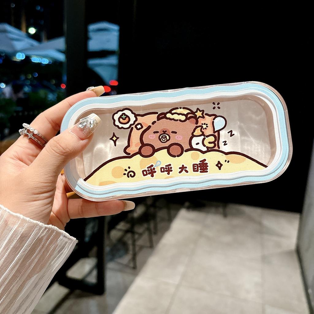 Minimalist Floral Bow Wavy Eyeglass Case,Creative Personalized Glasses Storage Box, Butterfly Kitty Eyewear Holder For Students