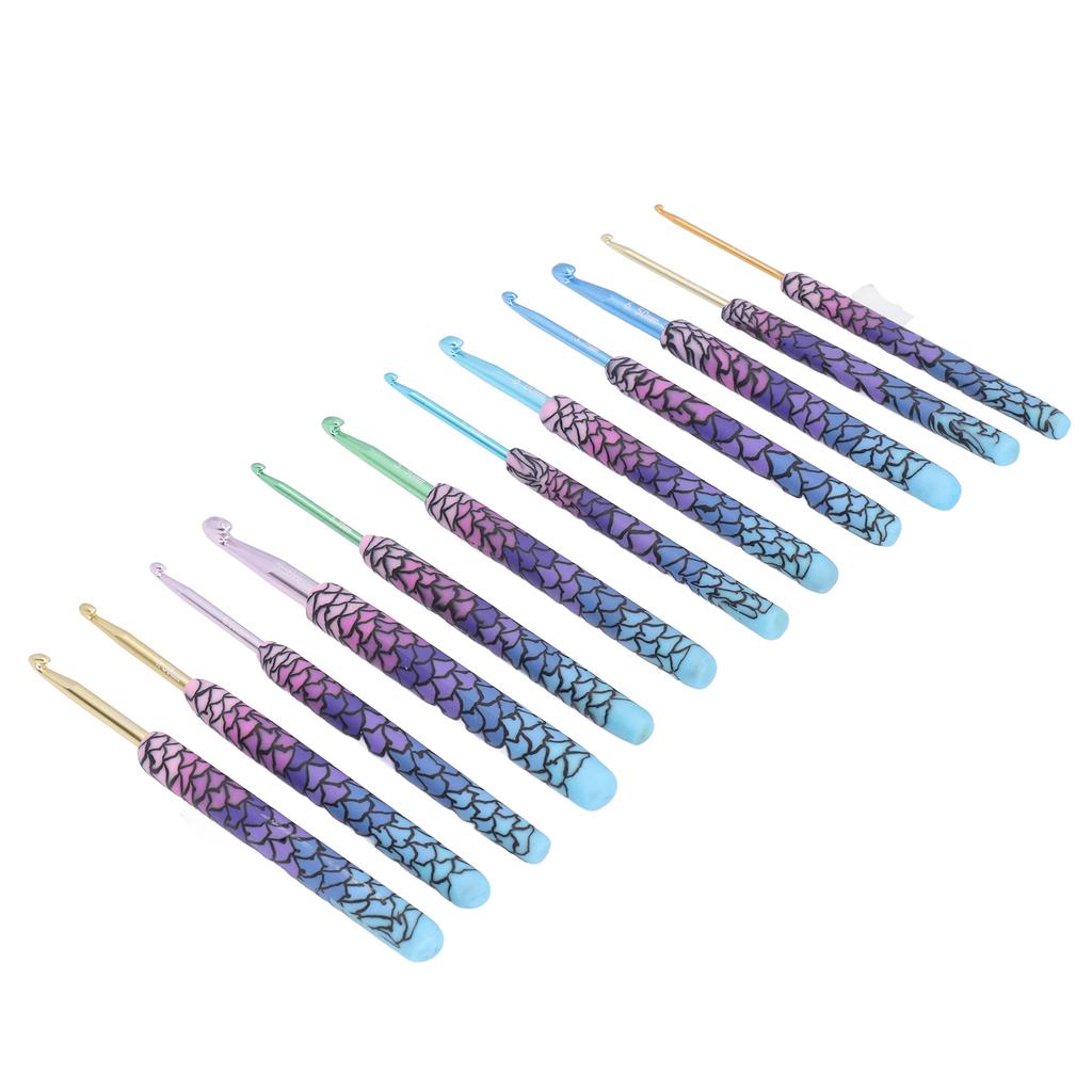 12Pcs Crochet Hooks Ergonomic Soft Handle Aluminum Crochet Needle Kit for Beginners for Crochet Accessories12 Pcs OPP