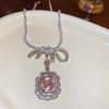 Elegant Zircon Geometric Flower Jewelry Set: Luxury Necklace & Stud Earrings