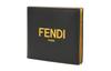 Fendi Logo Printed Short Double-Fold Calfskin Wallet For Men Black And Yellow