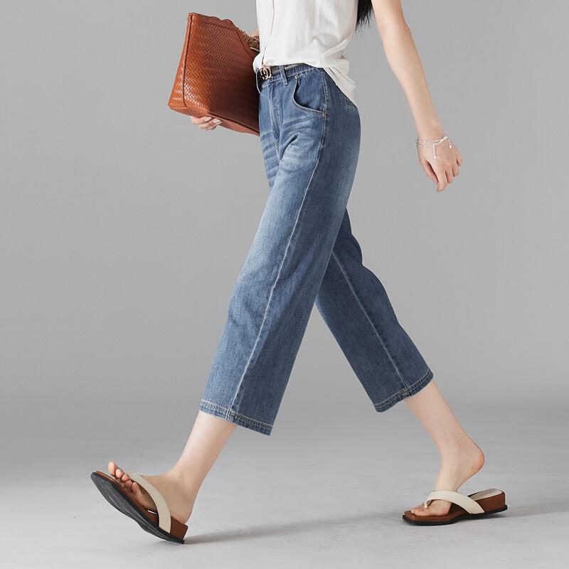 

SOFSIL Women s High-Waist Cropped Straight Leg Jeans 28/L