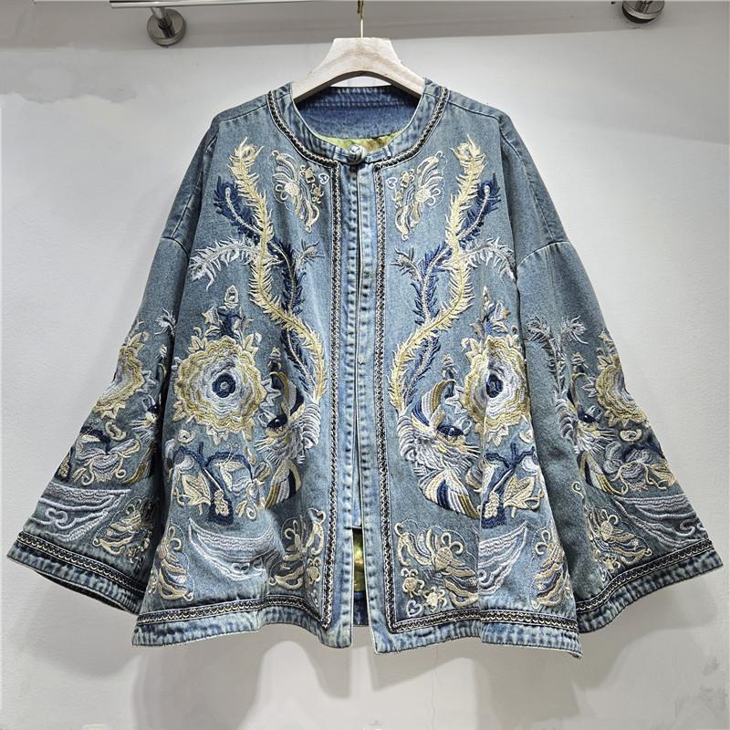 

Элегантная женская куртка в китайском национальном стиле для ранней зимы - Осенний костюм Тан 2025 года, Ретро топ One Size синий