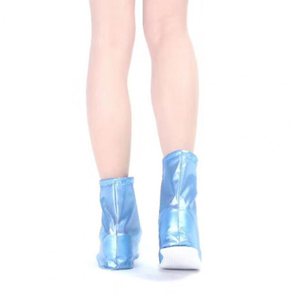 1 Paar Regenschuhüberzieher Wasserdicht Verschleißfest Reißverschluss Rutschfest Einfarbig Schützend PVC Damen Regenschuhüberzieher Stiefel