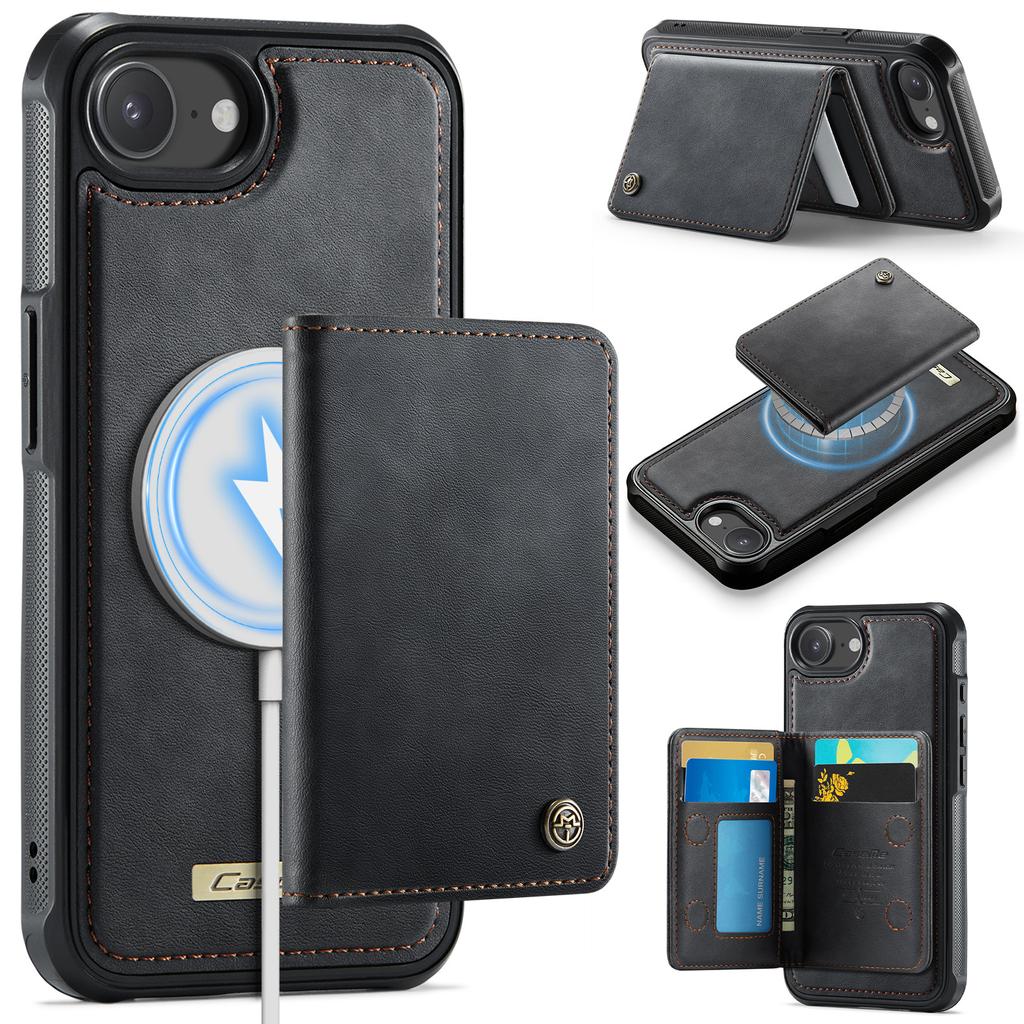 For iPhone 16e Magnetic Case CASEME ME80 Series Leather PC TPU Phone Cover with Detachable Wallet