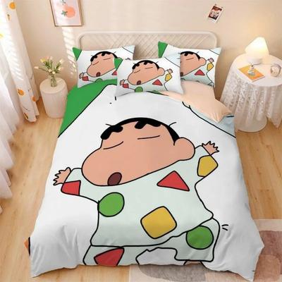 Dibujos animados Crayon Shin chan ,Juegos de cama de microfibra, Ropa de cama infantil con cremallera Decoración de habitación Funda nórdica para adolescentes adultos