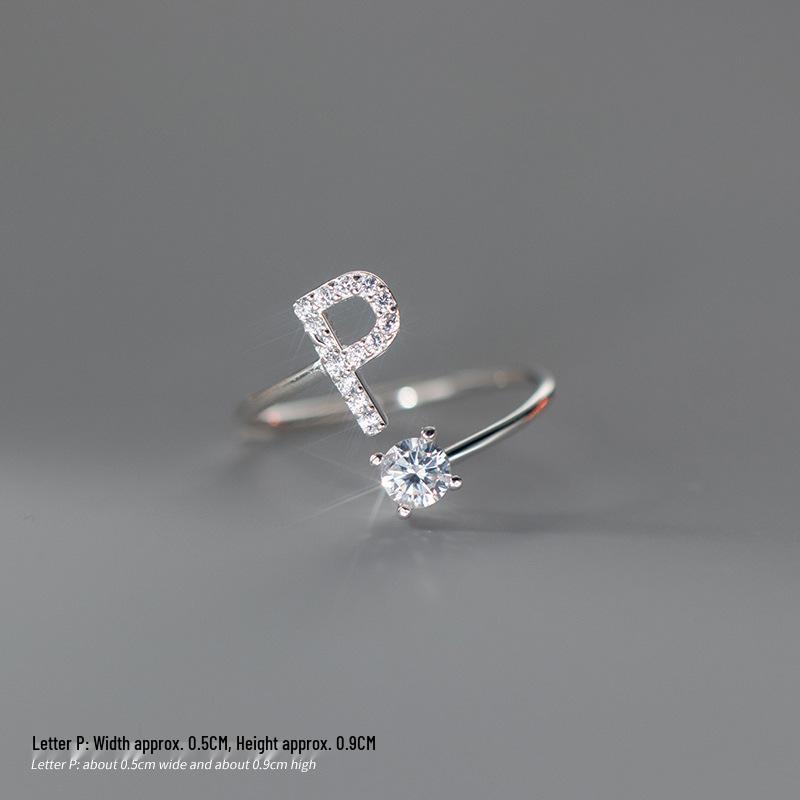 Women's Alphabet Rings: Unique Japanese and Korean Style, Plain Band, Open Design for Index Finger.