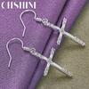 CHSHINE 925 Sterling Silver Cross Drop Earrings For Women Wedding Engagement Fashion Charm Jewelry