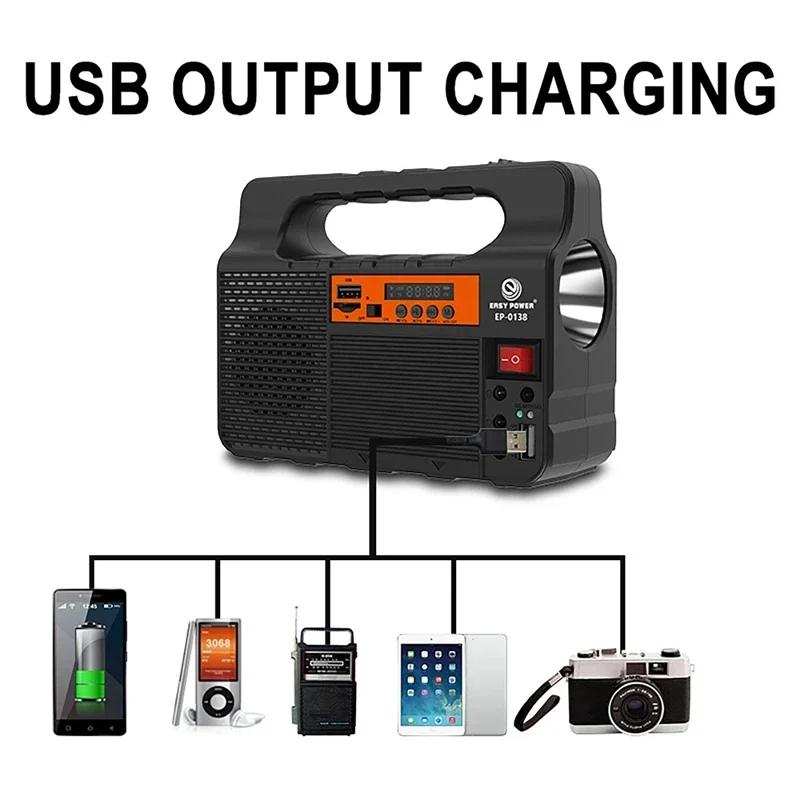 Solar Panel with 3pcs LED Bulb Highlight Power Generator Kit Energy Saving Solars Lighting with FM Radio for Outdoor Camping