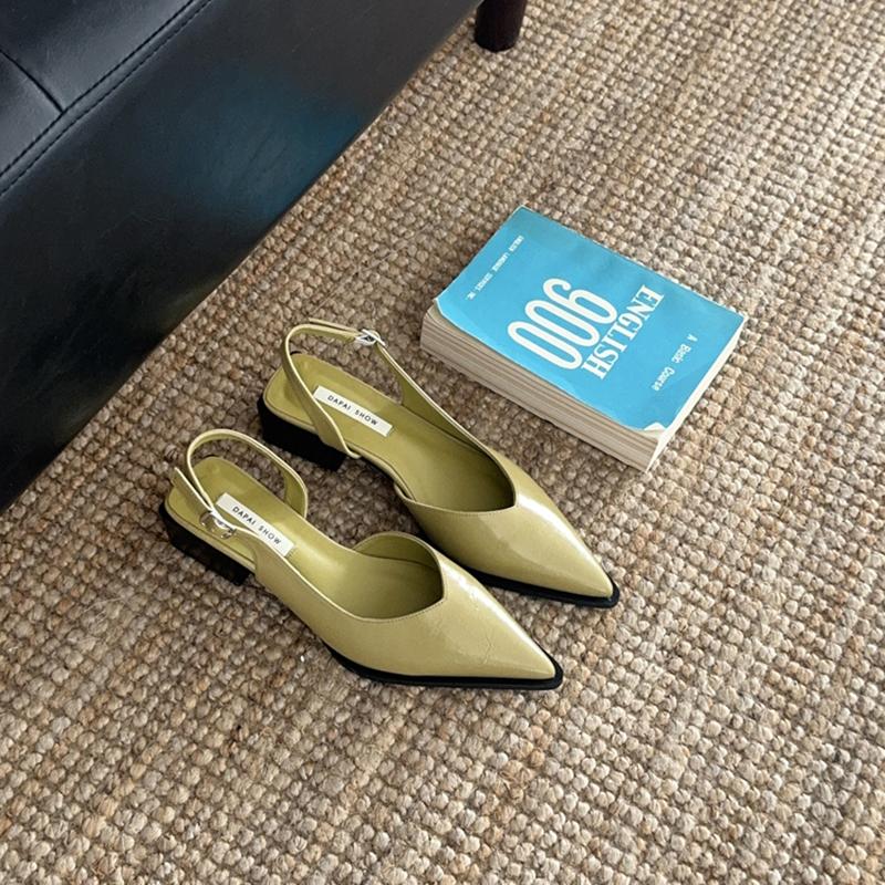 

Летние женские сандалии с закрытым носком, элегантные туфли-слипоны с неглубоким вырезом, удобные туфли на низком каблуке, обувь для платья, уличный стиль 35 зелёный