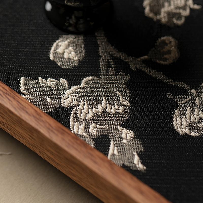 Japanese-style black walnut dried tea tray New Chinese Zen creative tea mat Wooden tray Complete set of small tea table