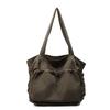 Large Capacity Tote Bag Women's New Flow Casual Lightweight Bag Shoulder Pleated Drawstring Canvas Women's Bag