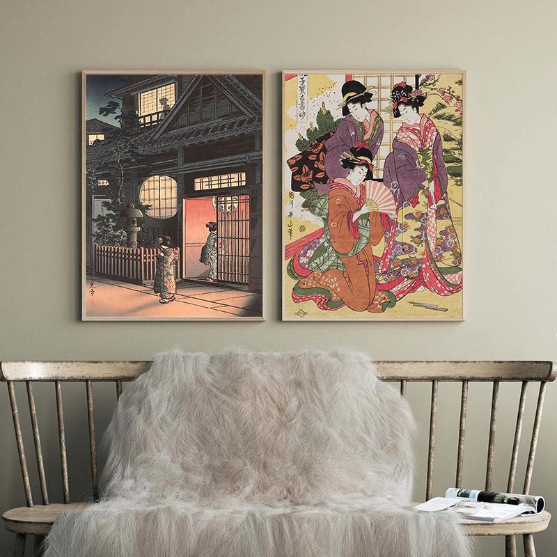 Vintage Japan Art Canvas Paintings Yayoi Kusama Poster Print Katsushika Hokusai Wall Art Picture for Living Room Home Decoration