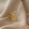 Bague en Cuivre Incrustée de Zirconium Forme Clou Spiralé Bague Exquise Haut de Gamme Luxe Léger