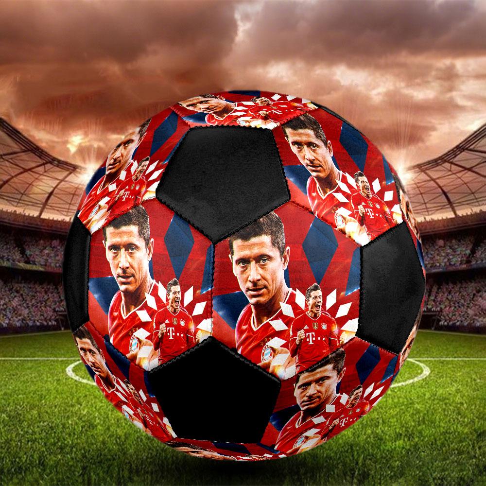 Robert Lewandowski Size 5 Soccer Ball, Machine-Stitched PVC, Durable & High Bounce, All Ages Fit, Fan Merchandise, Matches & Outdoor Use.