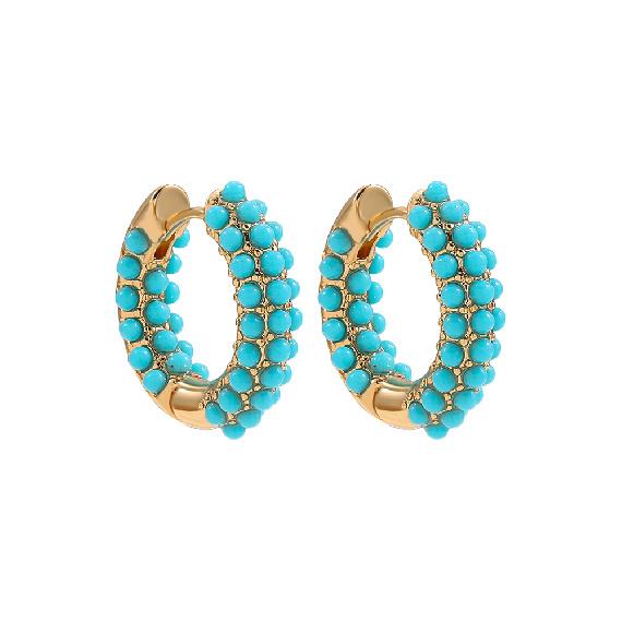 Fashion Round Beads Hoop Earrings for Women Trendy Geometric Circle Green Stone Earrings Huggies Jewelry 2022 New