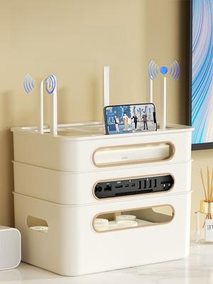 Wireless Router Storage Box TV Box Organizer Cable Management PVC Holder Living Room Solution TV Wall Mount Shelf