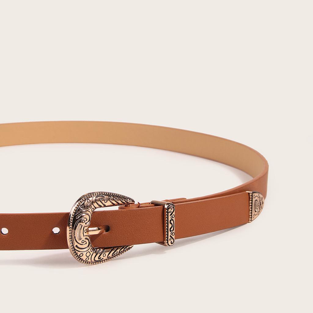 Golden Smear Three-piece Set of Small Fragrant Belt Carved Women's Western Buckle Versatile Fashion