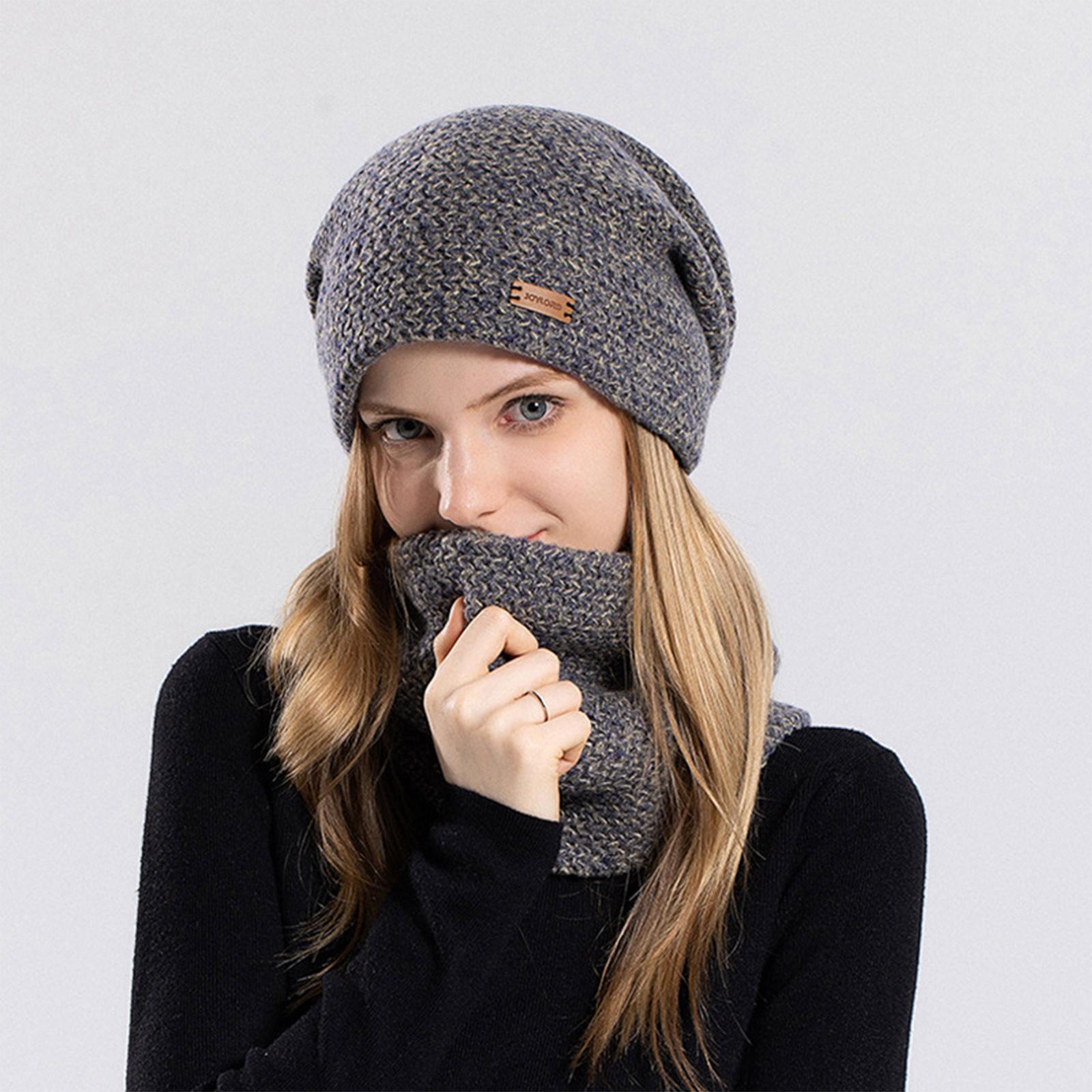 

Women s Woolen Cap Thickening Warm Ear Cold Knitting Cap Two Sets One Size жовтий