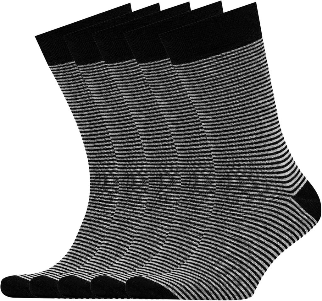 5 Pairs Mens Argyle Striped Solid Ribbed Black Crew Dress Socks Patterned Daily Business Socks