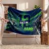 Seattle Seahawks Flannel Blanket, Custom Name Text Personalized Soft Throw Blanket Home Decor Gift