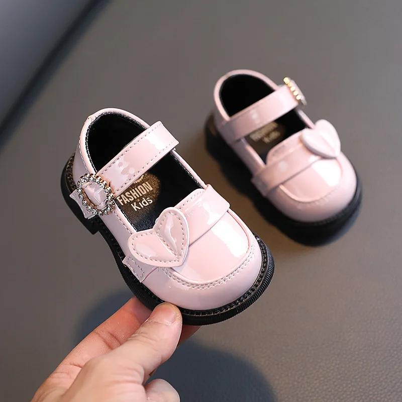 

Crystal Girls Shoes Mary Janes Kids Shoes Flats Baby Toddlers Anti-Slippery Casual Footwear for Child Leather Shoes Black F06053 16 розовый