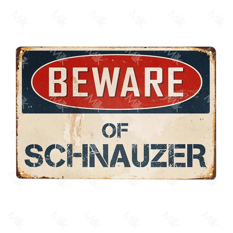 Schnauzer Hund Metallschild Dackel Kaffee Metallplatte Vintage Stil Wandaufkleber Metall Poster Cartoon Süßes Zuhause Außen Deko