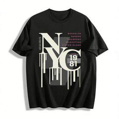 Vintage NYC Five Boroughs Graphic Tee Retro Street Style Unisex Top Pure Cotton T-shirt