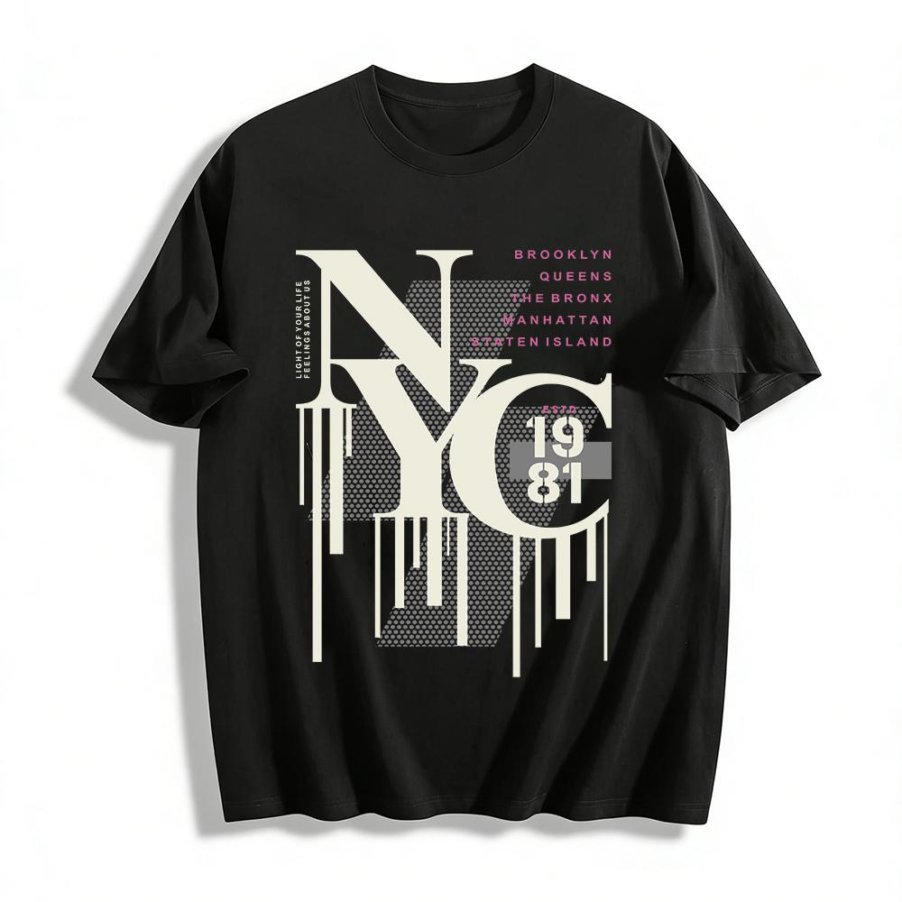 Vintage NYC Five Boroughs Graphic Tee Retro Street Style Unisex Top Pure cotton T-shirt XXS
