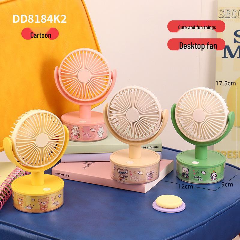 

2026 USB Rechargeable Cartoon Desktop Fan: Portable, Strong Wind, Ideal for Summer Office Use Factory/Wholesale/Export/Custom
