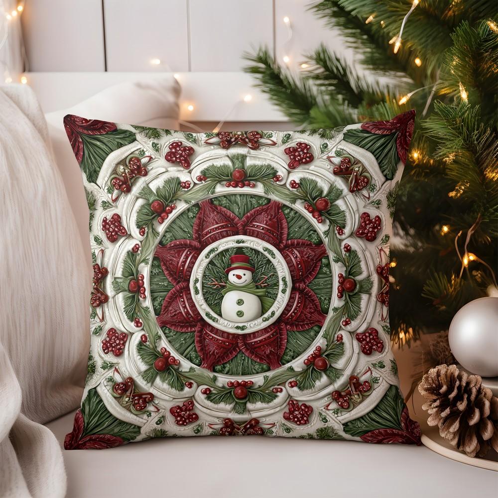Home Decor Santa and Deer Christmas Pillow Cover Pattern Cushion Cover Suitable for Sofa Bedroom Car Pillow Cover