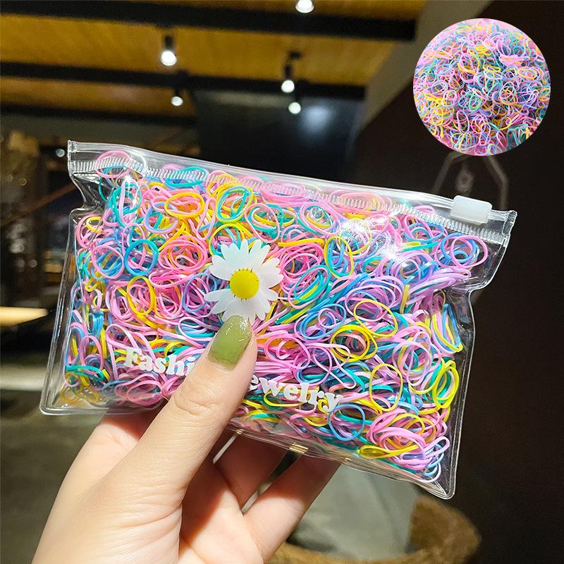 1000 pçs faixa de borracha descartável hairband para crianças rabo de cavalo laços de cabelo elástico colorido faixas de cabelo acessórios de cabelo do bebê