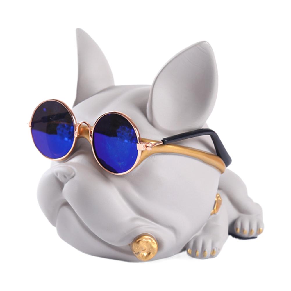 Wireless Smartphone Charger Bulldog Cell Phone Stand Decorative Bull Dog Phone Mount Funny Multifunction for Home Office Desk серый