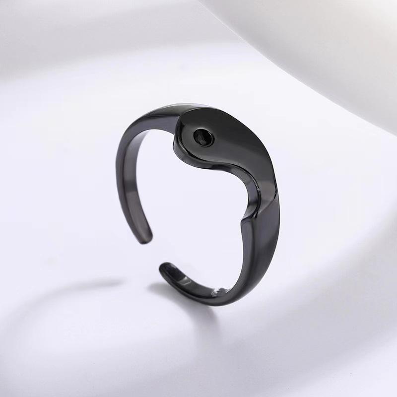 Ensemble combiné empilé bague d'index de couple nouveau motif potins tai chi yin et yang anneau tai chi ouverture réglable