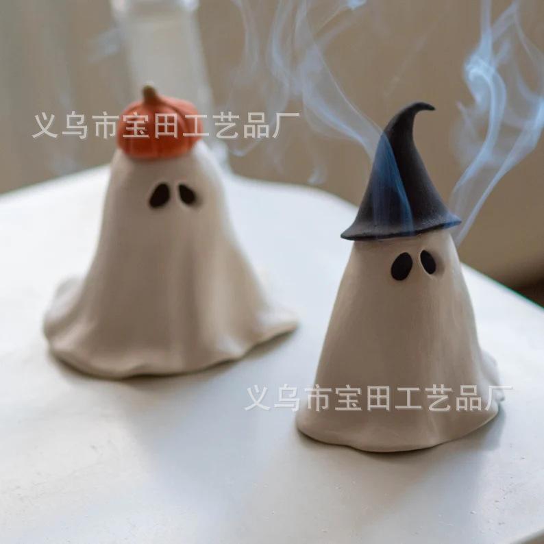 Witch Hat Ghost Pumpkin Ghost Incense Burner Fun Home Decor Resin Knickknacks