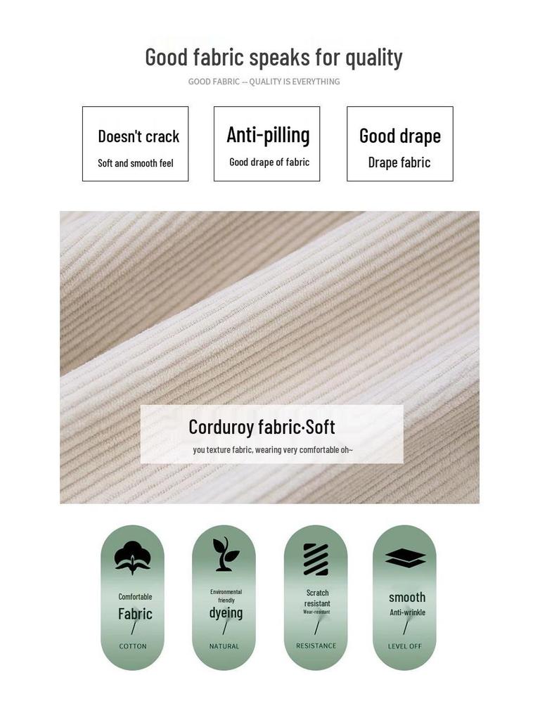 Women's High Waist Khaki Corduroy A-Line Midi Skirt - Autumn/Winter 2024 Collection