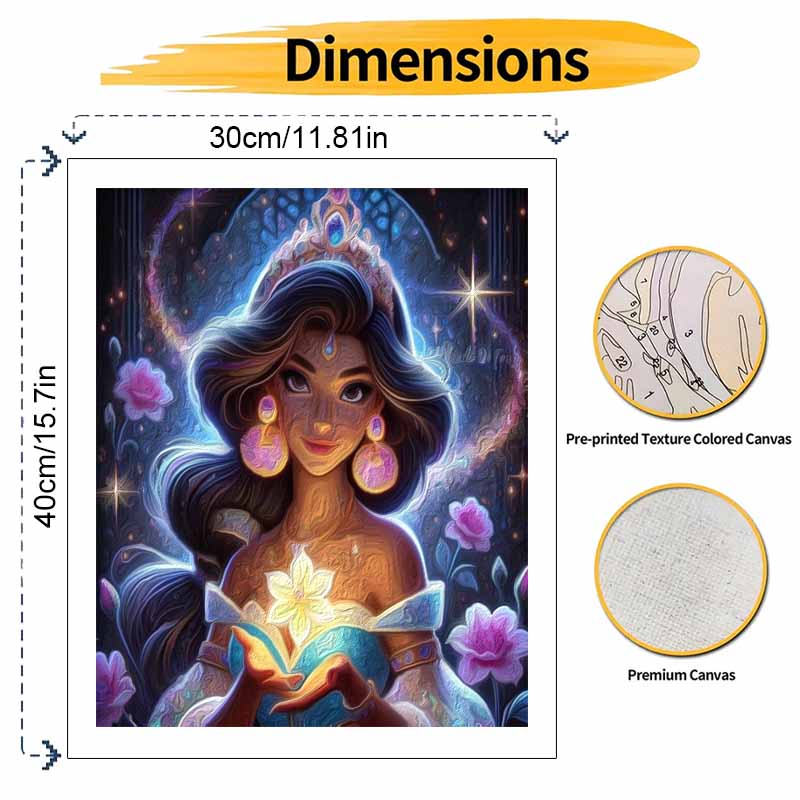 Disney Princess Jasmine Oil Painting Art Painting Kit Handmade Diy Gift Home Decoration Wall Art Decor Glitter Floral Magic Portrait