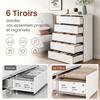 Commode 6 Drawers Storage Furniture Without Handles Minimalist Design 80 X 39 X 115 Cm White