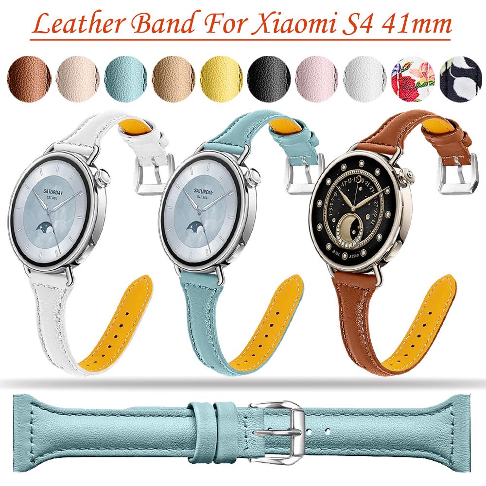 18mm Lederarmband für Xiaomi S4 41mm Leder Klassische Schnalle Armband für Xiaomi S4 41mm Damen Mädchen Ersatz Smart Strap