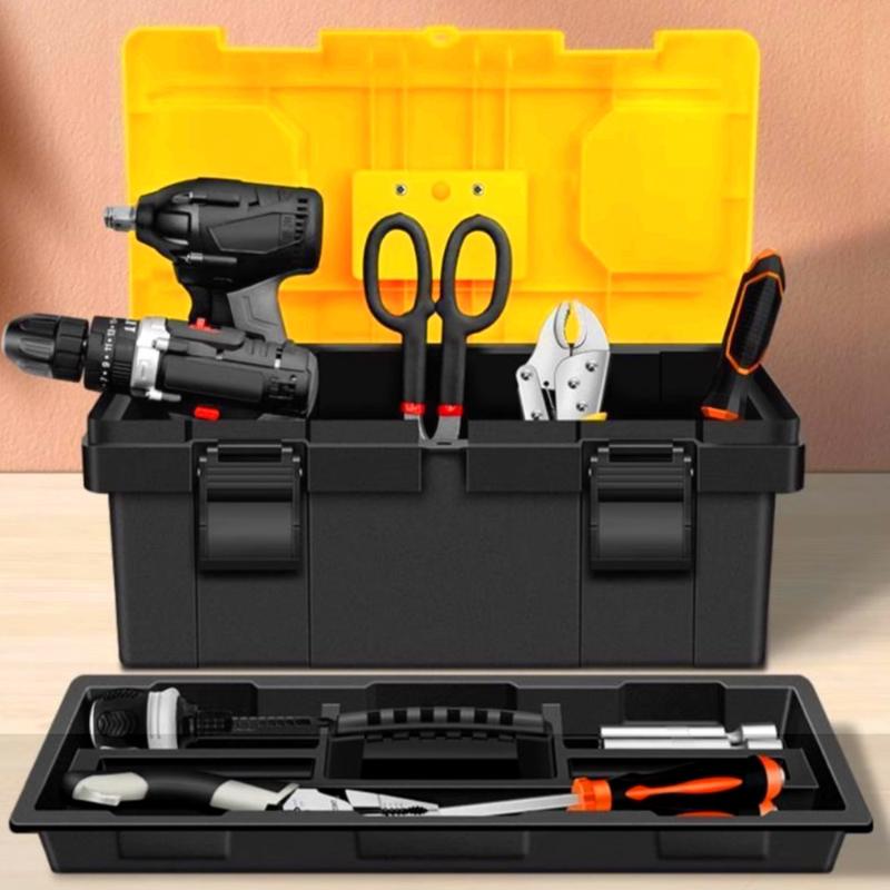 Heavy Duty Thickened Plastic Tool Box With Clear Compartments And Secure Latch Perfect For Home Garage Diy Repair Work