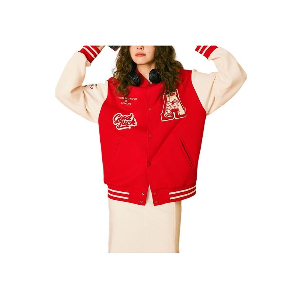 Anta Logo Pattern Printed Single-Breasted Long Sleeve Baseball Jacket Unisex Jackets Red 152318719S-2