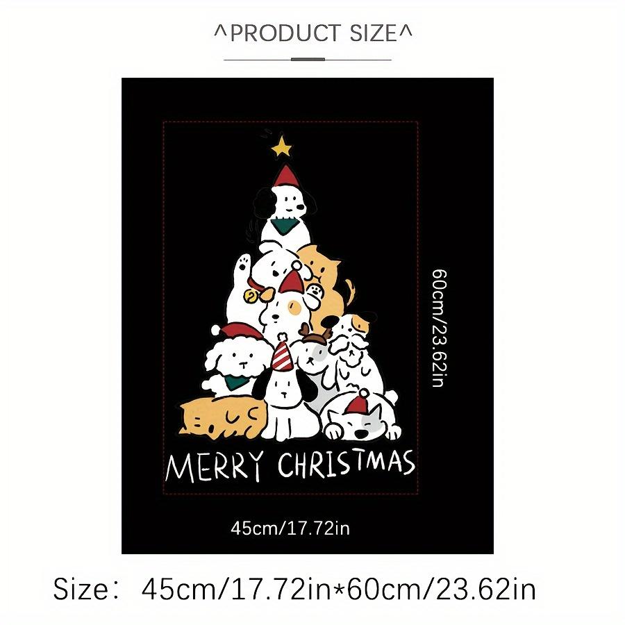 1Pcs Christmas Decor Window Sticker Cute Cartoon Dog Christmas Tree Glass Sticker Holiday Party Scene Decorative Window Decor As The Picture