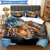 3PCS White Tiger Family Bedding Set,Including 1pc Duvet Cover And 2pcs Pillowcases Perfect for Bedroom, Dormitory, Fan Christmas gift