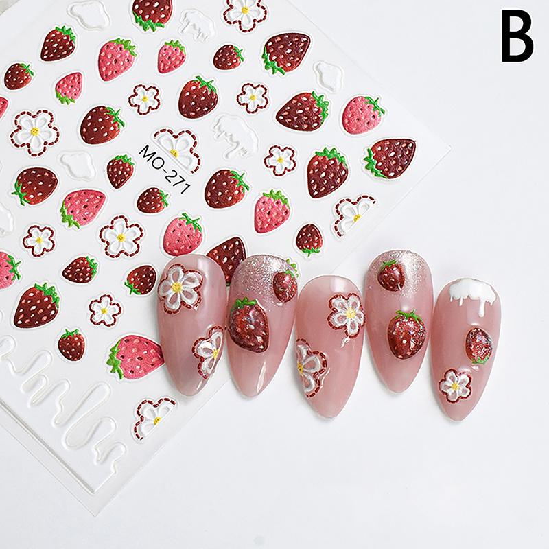 

Лимон Вишня Клубника Сделай сам 5D Мягкий Тисненый Рельеф Самоклеящиеся Украшения для Ногтей Наклейки Декаль as the picture