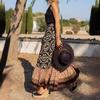 2024 Summer Women's European & American Loose Patchwork Print Maxi Skirt