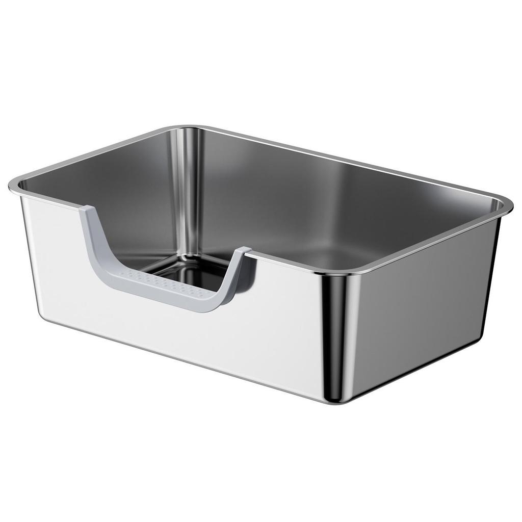 Large Stainless Steel Top-Entry Cat Litter Box with Anti-Splash Design and Deodorizing Features