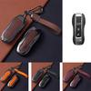 Zinc Alloy Leather Car Key Case Cover For Porsche Panamera 911 Macan Cayenne